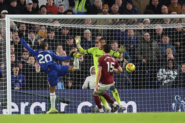 31st January 2026; Stamford Bridge, Chelsea, London, England: Premier League Football, Chelsea versus West Ham United; Joao Pedro of Chelsea scores in the 57th minute for 1-2  KatiexChan Content restricted for UK based newspaper