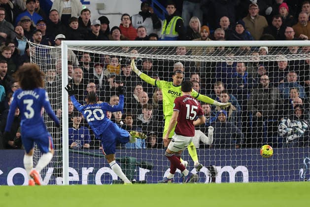 31st January 2026; Stamford Bridge, Chelsea, London, England: Premier League Football, Chelsea versus West Ham United; Joao Pedro of Chelsea scores in the 57th minute for 1-2  KatiexChan Content restricted for UK based newspaper