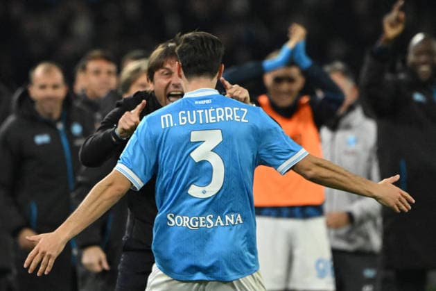 CALCIO - Serie A - SSC Napoli vs ACF Fiorentina Miguel Gutierrez celebrates after scoring goal during Serie A Enelive match between SSC Napoli vs ACF Fiorentina:Danilo Gemito Live Photo Naples Italy  Copyright: xIPAxSport ABACAx