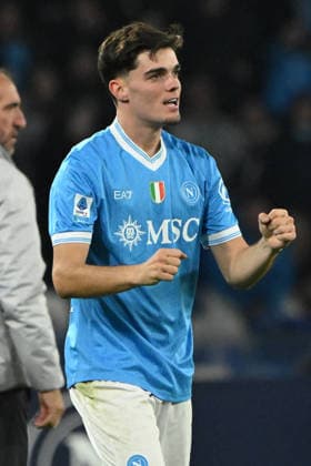 CALCIO - Serie A - SSC Napoli vs ACF Fiorentina Miguel Gutierrez celebrates after scoring goal during Serie A Enelive match between SSC Napoli vs ACF Fiorentina:Danilo Gemito Live Photo Naples Italy  Copyright: xIPAxSport ABACAx