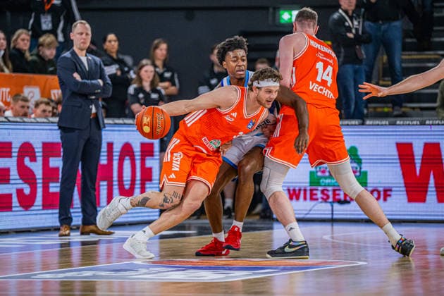 1. Basketball Bundesliga, easyCredit BBL, Saison 2025 2026, Herren, Hauptrunde, 18. Spieltag, 31.01.2026, RASTA Vechta - Frankfurt Skyliners Booker Coplin ( 30 - RASTA Vechta) in Aktion Vechta RASTA Dome Niedersachsen Deutschland