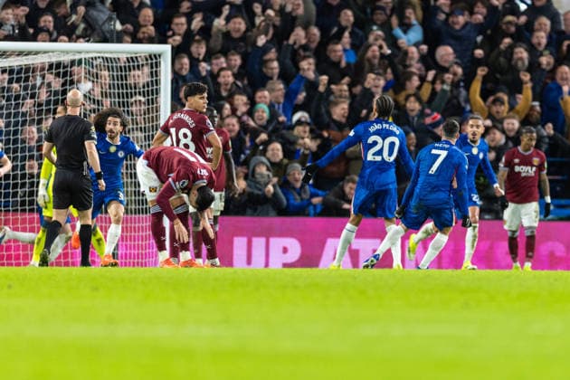 Chelsea v West Ham United, Premier League GOAL 2-2. Chelsea defender Marc Cucurella (3) celebrates after scoring a goal during the Premier League match between Chelsea and West Ham United at Stamford Bridge, London, UK on 31 January 2026. London Stamford Bridge Greater London UK Editorial use only DataCo restrictions apply See www.football-dataco.com , Copyright: xToyinxOshodix PSI-23659-0054
