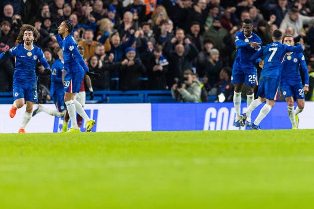Chelsea v West Ham United, Premier League GOAL 2-2. Chelsea defender Marc Cucurella (3) celebrates after scoring a goal during the Premier League match between Chelsea and West Ham United at Stamford Bridge, London, UK on 31 January 2026. London Stamford Bridge Greater London UK Editorial use only DataCo restrictions apply See www.football-dataco.com , Copyright: xToyinxOshodix PSI-23659-0061