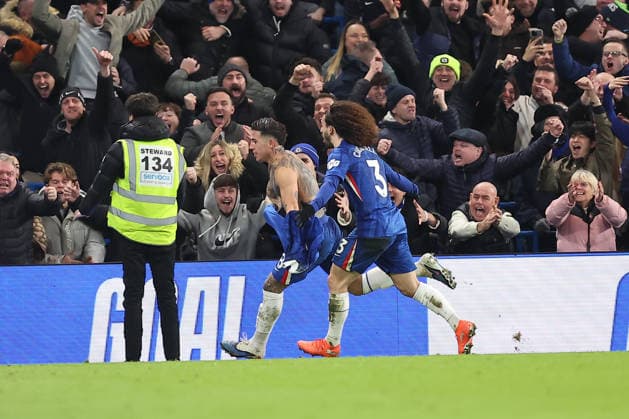 31st January 2026; Stamford Bridge, Chelsea, London, England: Premier League Football, Chelsea versus West Ham United; Enzo Fernandez of Chelsea celebrates his goal in the 90th+2 minute for 3-2  KatiexChan Content restricted for UK based newspaper