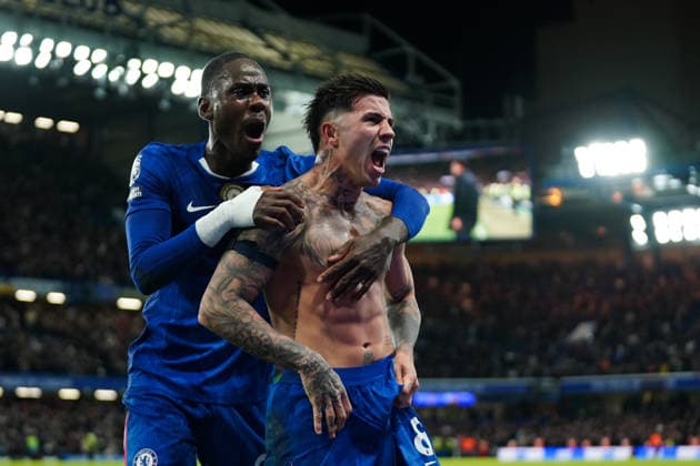 Chelsea v West Ham United, Premier League Enzo Fernandez of Chelsea celebrating his goal to make it 3-2 during the Chelsea v West Ham United Premier League match at Stamford Bridge, London, England on 31 January 2026 Credit: Dylan Hepworth Every Second Media Editorial use only. All images are copyright Every Second Media Limited. No images may be reproduced without prior permission. All rights reserved. Premier League and Football League images are subject to licensing agreements with Football DataCo Limited. see https: www.football-dataco.com Copyright: xIMAGO EveryxSecondxMediax ESM-1782-0083 DylanxHepworthx xEveryxSecondxMediax