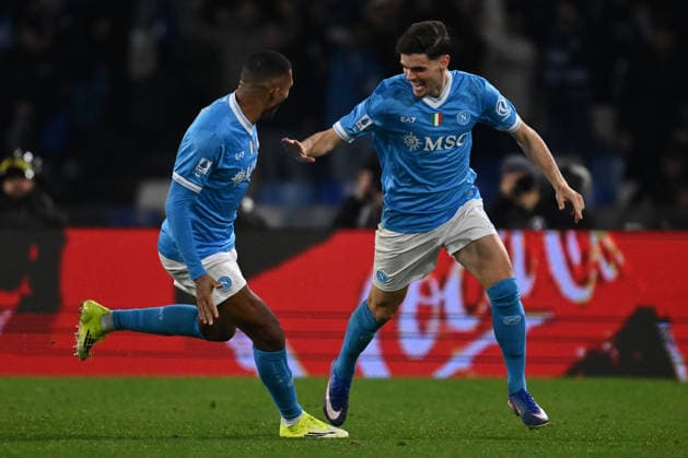Miguel Gutierrez of S.S.C. Napoli scelebrates after scoring the goal of 2-0 during the 23th day of the Serie A Championship between S.S.C. Napoli and A.C.F. Fiorentina at the Diego Armando Maradona Stadium on January 31, 2026 in Naples, Italy.  Copyright: xDomenicoxCippitelli IPAxSportx xipa-agency.netx xx IPA_70806256 IPA_Agency_IPA70806256