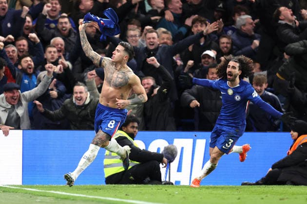 Chelsea v West Ham 28th January 2026, London - Premier League Football - Chelsea v West Ham United - Enzo Fernandez of Chelsea celebrates scoring their 3rd goal - Photo: Charlotte Wilson Offside. London UK Copyright: xCharlottexWilsonx xOffsidexOffside