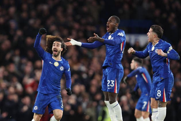 Chelsea v West Ham 28th January 2026, London - Premier League Football - Chelsea v West Ham United - Marc Cucurella of Chelsea celebrates scoring their 2nd goal - Photo: Charlotte Wilson Offside. London UK Copyright: xCharlottexWilsonx xOffsidexOffside