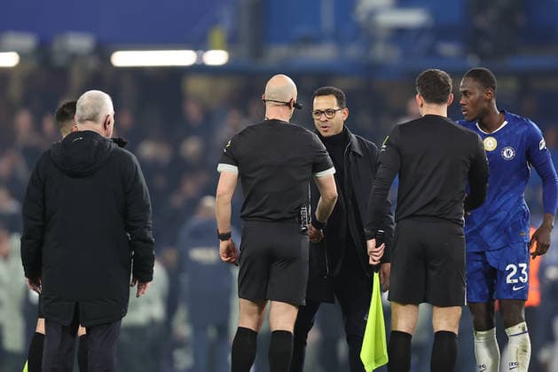 31st January 2026; Stamford Bridge, Chelsea, London, England: Premier League Football, Chelsea versus West Ham United; Chelsea manager Liam Rosenior shakes hands with referee Anthony Taylor after the match  KatiexChan Content restricted for UK based newspaper