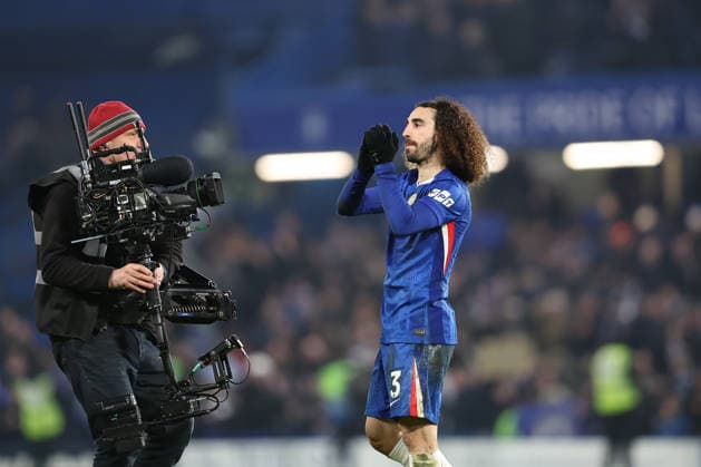 31st January 2026; Stamford Bridge, Chelsea, London, England: Premier League Football, Chelsea versus West Ham United; Marc Cucurella of Chelsea thanking the fans after the match  KatiexChan Content restricted for UK based newspaper