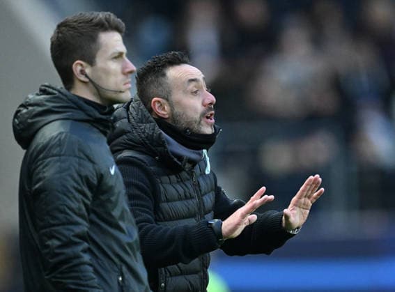 Paris FC vs Marseille : French Ligue 1 PARIS, FRANCE - JANUARY 31: Roberto De Zerbi (R), head coach of Marseille in action during the French Ligue 1 (L1) soccer match between Paris FC and Olympique de Marseille at Stade Jean Bouin in Paris, France on January 31, 2026. Mustafa Yalcin Anadolu Paris France. Editorial use only. Please get in touch for any other usage.  Copyright: x2026xAnadoluxMustafaxYalcinx