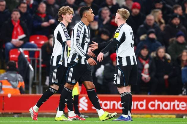 Anthony Gordon of Newcastle United scores to make it 0-1 and celebrates Liverpool v Newcastle United, Premier League, Football, Anfield, Liverpool, UK - 31 Jan 2026Liverpool Anfield United Kingdom EDITORIAL USE ONLY No use with unauthorised audio, video, data, fixture lists, club league logos or live services. Online in-match use limited to 120 images, no video emulation. No use in betting, games or single club league player publications. Copyright: xPaulxCurrie Shutterstockx 16496754an