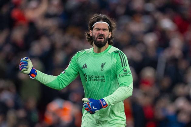 Football - FA Premier League - Liverpool FC v Newcastle United FC LIVERPOOL, ENGLAND - Saturday, January 31, 2026: Liverpool s goalkeeper Alisson Becker celebrates his side scoring their first and equalising goal during the FA Premier League match between Liverpool FC and Newcastle United FC at Anfield. (Photo by David Rawcliffe Propaganda) LIVERPOOL Anfield MERSEYSIDE ENGLAND  Copyright: xDavidxRawcliffex P2026-01-31-Liverpool_Newcastle-53