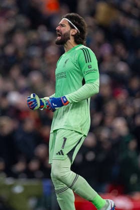 Football - FA Premier League - Liverpool FC v Newcastle United FC LIVERPOOL, ENGLAND - Saturday, January 31, 2026: Liverpool s goalkeeper Alisson Becker celebrates his side scoring their first and equalising goal during the FA Premier League match between Liverpool FC and Newcastle United FC at Anfield. (Photo by David Rawcliffe Propaganda) LIVERPOOL Anfield MERSEYSIDE ENGLAND  Copyright: xDavidxRawcliffex P2026-01-31-Liverpool_Newcastle-54