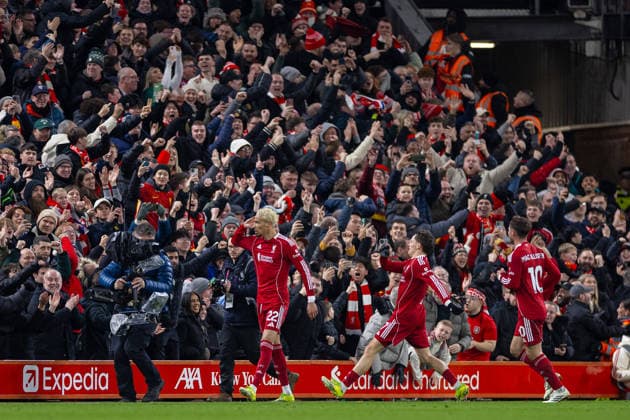 Football - FA Premier League - Liverpool FC v Newcastle United FC LIVERPOOL, ENGLAND - Saturday, January 31, 2026: Liverpool s Hugo Ekitike celebrates after scoring his side s second goal during the FA Premier League match between Liverpool FC and Newcastle United FC at Anfield. (Photo by David Rawcliffe Propaganda) LIVERPOOL Anfield MERSEYSIDE ENGLAND  Copyright: xDavidxRawcliffex P2026-01-31-Liverpool_Newcastle-58