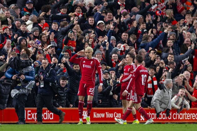 Football - FA Premier League - Liverpool FC v Newcastle United FC LIVERPOOL, ENGLAND - Saturday, January 31, 2026: Liverpool s Hugo Ekitike celebrates after scoring his side s second goal during the FA Premier League match between Liverpool FC and Newcastle United FC at Anfield. (Photo by David Rawcliffe Propaganda) LIVERPOOL Anfield MERSEYSIDE ENGLAND  Copyright: xDavidxRawcliffex P2026-01-31-Liverpool_Newcastle-59
