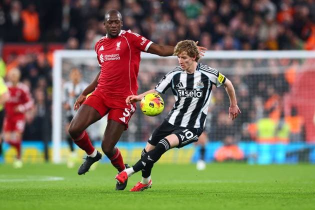 Ibrahima Konate of Liverpool and Anthony Gordon of Newcastle United Liverpool v Newcastle United, Premier League, Football, Anfield, Liverpool, UK - 31 Jan 2026Liverpool Anfield United Kingdom EDITORIAL USE ONLY No use with unauthorised audio, video, data, fixture lists, club league logos or live services. Online in-match use limited to 120 images, no video emulation. No use in betting, games or single club league player publications. Copyright: xPaulxCurrie Shutterstockx 16496754bo