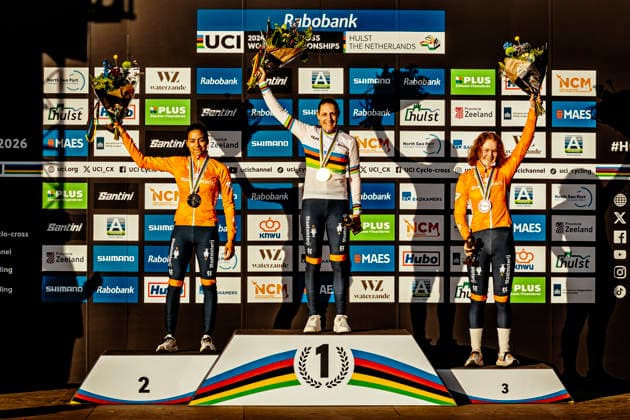 Cyclocross - UCI cyclo-cross World Championships Hulst - Day 2 An all-Dutch podium at the UCI Cyclo-cross World Championships Women Elite in Hulst: Lucinda Brand (NED Baloise Verzekeringen - Het Poetsbureau Lions) crowned world champion, joined by Ceylin del Carmen Alvarado (NED Fenix - Premier Tech) in second and Puck Pieterse (NED Fenix - Premier Tech) in third 2026 UCI cyclo-cross World Championships Women Elite - Hulst The Netherlands Photo: Stijn Bastens CC Hulst The Netherlands  Copyright: xContentxCurationx StijnxBastensx xCCx