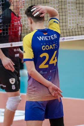 1.Volleyball Bundesliga -Saison 2025 2026 Cerebricks Volley Goats Mitteldeutschland vs.Barock Volleys MTV Ludwigsburg Halle, Deutschland 31. Januar 2026: Im Bild:Clay Wieter (Bitterfeld) Gestik, Geste, gestikuliert, Halle Saale swh.Arena Sachsen-Anhalt Deutschland