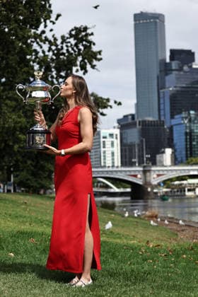 Elena Rybakina, KAZ, after final of 2026 Australian Open in Melbourne during a photoshoot at Yarra river, 01 02 2026; -