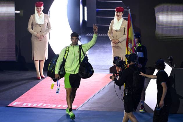 TENNIS AUSTRALIAN OPEN, Carlos Alcaraz of Spain walks on ahead of the men™s singles final against Novak Djokovic of Serbia on day 15 of the 2026 Australian Open tennis tournament at Melbourne Park in Melbourne, Sunday, February 1, 2026. ( NO ARCHIVING MELBOURNE VICTORIA AUSTRALIA  Copyright: xJAMESxROSSx 20260201150818041335