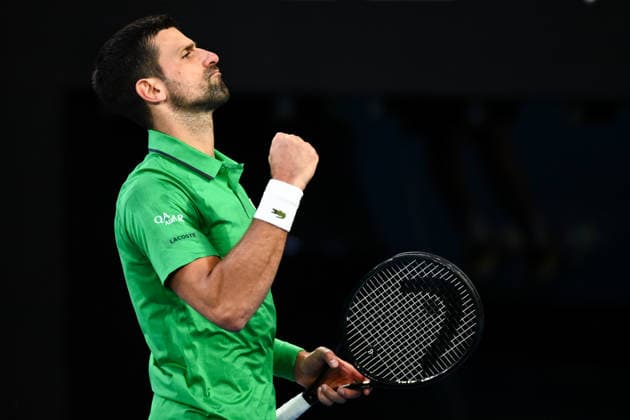 TENNIS AUSTRALIAN OPEN, Novak Djokovic of Serbia reacts during the men™s singles final against Carlos Alcaraz of Spain on day 15 of the 2026 Australian Open tennis tournament at Melbourne Park in Melbourne, Sunday, February 1, 2026. ( NO ARCHIVING MELBOURNE VICTORIA AUSTRALIA  Copyright: xJOELxCARRETTx 20260201160060306842