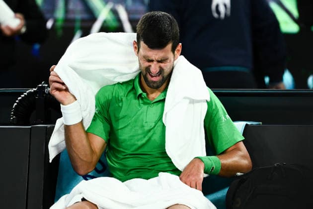 TENNIS AUSTRALIAN OPEN, Novak Djokovic of Serbia reacts during the men™s singles final against Carlos Alcaraz of Spain on day 15 of the 2026 Australian Open tennis tournament at Melbourne Park in Melbourne, Sunday, February 1, 2026. ( NO ARCHIVING MELBOURNE VICTORIA AUSTRALIA  Copyright: xJOELxCARRETTx 20260201130687331256