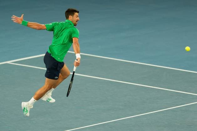 February 1, 2026: 4th seed NOVAK DJOKOVIC of Serbia in action against 1st seed CARLOS ALCARAZ of Spain on Rod Laver Arena in the Men s Singles Final match on day 15 of the 2026 Australian Open in Melbourne, Australia. Cal Media Melbourne Australia - ZUMAc04_ 20260201_faf_c04_003 Copyright: xSydneyxLowx