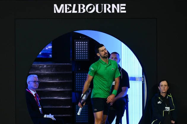 TENNIS AUSTRALIAN OPEN, Novak Djokovic of Serbia reacts during the men™s singles final against Carlos Alcaraz of Spain on day 15 of the 2026 Australian Open tennis tournament at Melbourne Park in Melbourne, Sunday, February 1, 2026. ( NO ARCHIVING MELBOURNE VICTORIA AUSTRALIA  Copyright: xJOELxCARRETTx 20260201194486000112