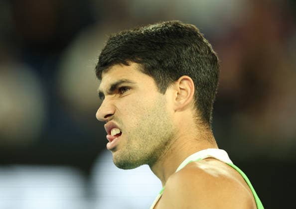February 1, 2026, Melbourne, Victoria, Australia: CARLOS ALCARAZ of Spain during the match against N. Djokovic of Serbia in the final of Australian Open, Melbourne, Australia. Melbourne Australia - ZUMAc278 20260201_zsp_c278_007 Copyright: xMarcinxCholewinskix