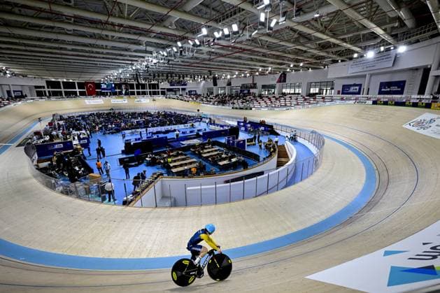 General view of the track on the first day of the 2026 UEC Track Elite European Championships, in Konya, Turkey, Sunday 01 February 2026. The European Championships take place from 01 to 05 February 2026. DIRKxWAEM  x160222108x
