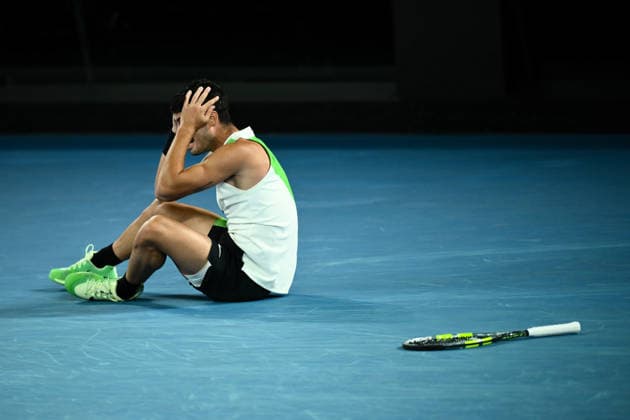 TENNIS AUSTRALIAN OPEN, Carlos Alcaraz of Spain celebrates after winning the men™s singles final against Novak Djokovic of Serbia on day 15 of the 2026 Australian Open tennis tournament at Melbourne Park in Melbourne, Sunday, February 1, 2026. ( NO ARCHIVING MELBOURNE VICTORIA AUSTRALIA  Copyright: xJOELxCARRETTx 20260201114599130535