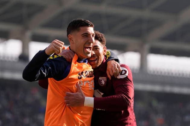 Torino™s Che Adams celebrates after scoring the 1-0 goal for his team during the Serie A soccer match between Torino Fc and Lecce at the Stadio Olimpico Grande Torino in Turin, north west Italy - February 1, 2026. - Soccer  Copyright: xFabioxFerrari LaPressex