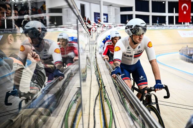2026 UEC Track Elite European Championships Picture by Olly Hassell SWpix.com - 01 02 2026 - Cycling - 2026 UEC Track Elite European Championships - Konya Velodrome, Konya, Türkiye - Men Elimination Qualification Heat 2 - William Tidball (Great Britain) Copyright: x xSWpix.comx(t axPhotographyxHubxLtd)xOllyxHassell SWpix.comx SWP-3177-0071