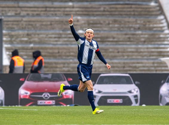 Fussball, Herren, Saison 2025 2026, 2. Bundesliga (20. Spieltag), Hertha BSC - SV Darmstadt 98, Fabian Reese (Hertha BSC), Jubel nach Tor zum 1:0, 01.02. 2026,