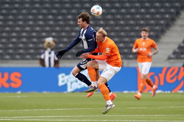 01.02.2026, xtgx, Fussball 2.Bundesliga, Hertha BSC Berlin - SV Darmstadt 98 v.l. Pascal Klemens (Hertha BSC Berlin) Isac Alexi Sivert Lidberg (SV Darmstadt 98) Zweikampf, Aktion, action, battle for the ball (DFL DFB REGULATIONS PROHIBIT ANY USE OF PHOTOGRAPHS as IMAGE SEQUENCES and or QUASI-VIDEO) Berlin