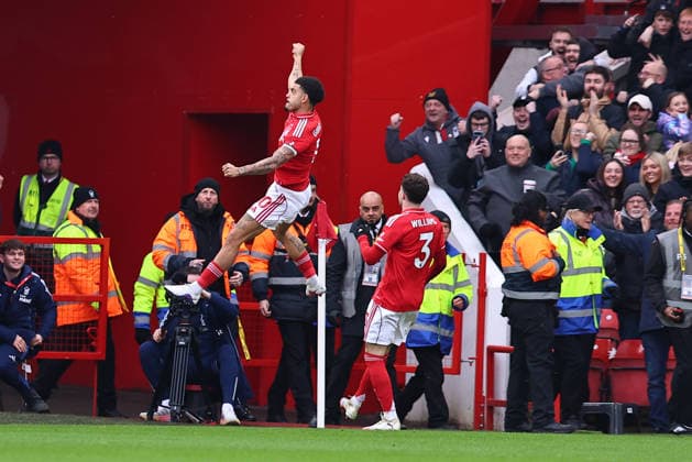Nottingham Forest v Crystal Palace, Premier League Morgan Gibbs-White of Nottingham Forest celebrates his opening goal during the Nottingham Forest v Crystal Palace Premier League match at the City Ground, West Bridgford, England on 1 February 2026 Credit: Ryan Crockett Every Second Media Editorial use only. All images are copyright Every Second Media Limited. No images may be reproduced without prior permission. All rights reserved. Premier League and Football League images are subject to licensing agreements with Football DataCo Limited. see https: www.football-dataco.com Copyright: xIMAGO EveryxSecondxMediax ESM-1783-0019 RyanxCrockettx xEveryxSecondxMediax