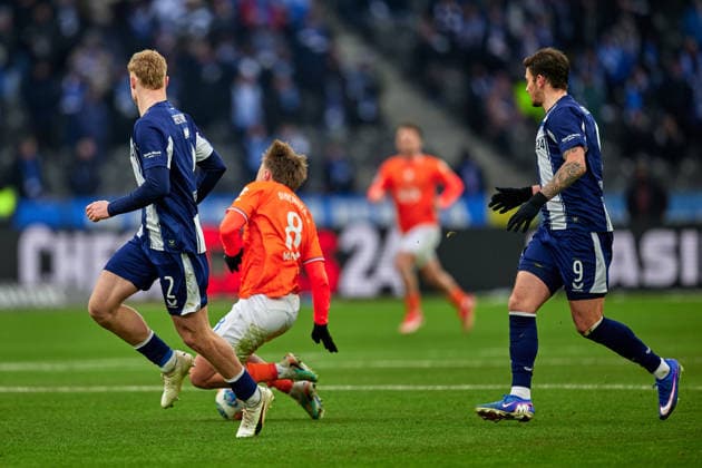 Dawid Kownacki (Hertha BSC, 09), Luca Marseiler (SV Darmstadt 98, 08), Julian Eitschberger (Hertha BSC, 02), GER, Hertha BSC vs. ,SV Darmstadt 98, 2. Bundesliga, Saison 2025 2026, 20. Spieltag, 01.02.2026 (DFL REGULATIONS PROHIBIT ANY USE OF PHOTOGRAPHS AS IMAGE SEQUENCES AND OR QUASI - VIDEO). GER, Hertha BSC vs. ,SV Darmstadt 98, 2. Bundesliga, Saison 2025 2026, 20. Spieltag, 01.02.2026 Berlin