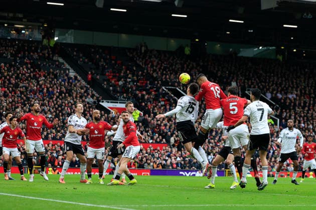Manchester United, ManU v Fulham, Premier League Casemiro (18) of Manchester United scores to make it 1-0 during the Premier League match between Manchester United and Fulham at Old Trafford, Manchester, UK on 1 February 2026. Manchester Old Trafford Greater Manchester UK Editorial use only DataCo restrictions apply See www.football-dataco.com , Copyright: xConorxMolloyx PSI-23668-0046