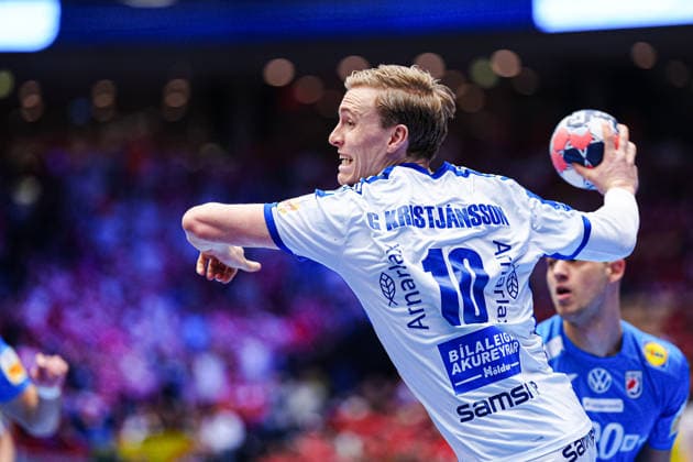 Wurf Tor Gisli Kristjansson (Island, 10) DEN, Island vs. Kroatien, Handball, EHF Europameisterschaft 2026, Spiel um Platz 3, 01.02.2026 DEN, Island vs. Kroatien, Handball, EHF Europameisterschaft 2026, Spiel um Platz 3, 01.02.2026 Herning Copyright: xEibner-Pressefoto MarcelxvonxFehrnx EP_MFN