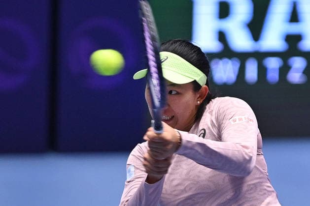 Moyuka Uchijima of Japan returns a ball to Elina Avanesyan of Armenia during the WTA, Tennis Damen women s tennis tournament Ostrava Open match on February 1, 2026, in Ostrava, Czech Republic. (CTKxPhoto JaroslavxOzana) CTKPhotoP2026020104186  CTKPhotoP2026020104186