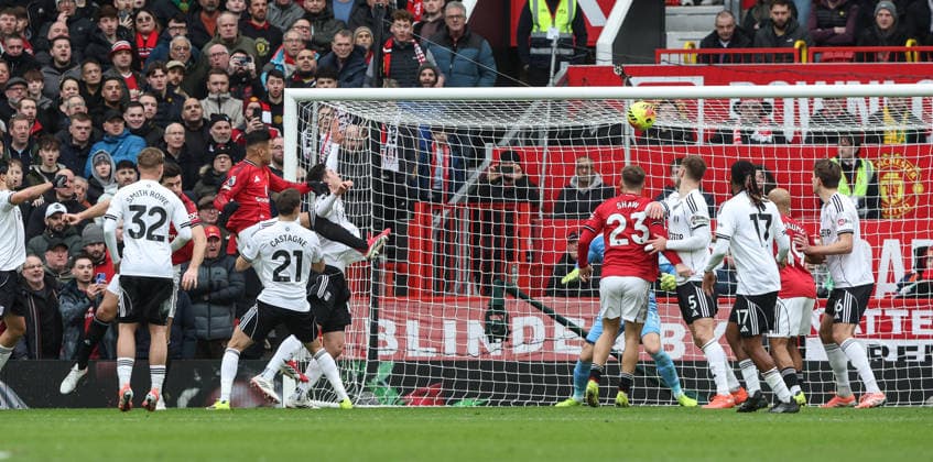 Manchester United, ManU v Fulham, Premier League, Old Trafford, Manchester. Times Photographer Bradley Ormesher. 1.2.2026. Manchester United v Fulham, Premier League, Old Trafford, Manchester. Times Photographer Bradley Ormesher. Casemiro opens the scoring for United.  Copyright: xBradleyxOrmesherx NINTCHDBPICT001055762673