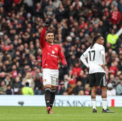Manchester United, ManU v Fulham, Premier League, Old Trafford, Manchester. Times Photographer Bradley Ormesher. 1.2.2026. Manchester United v Fulham, Premier League, Old Trafford, Manchester. Times Photographer Bradley Ormesher. Casemiro opens the scoring for United.  Copyright: xBradleyxOrmesherx NINTCHDBPICT001055762770
