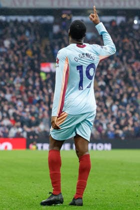 Birmingham, England, 1st February 2026. Dango Ouattara of Brentford celebrates scoring their sides first goal during the Aston Villa vs Brentford Premier League match at Villa Park, Birmingham. Picture credit should read: Cody Froggatt Sportimage EDITORIAL USE ONLY. No use with unauthorised audio, video, data, fixture lists, club league logos or live services. Online in-match use limited to 120 images, no video emulation. No use in betting, games or single club league player publications. SPI_034_CF_ASTON_VILLA_V_BRENTFORD SPI-4503-0034