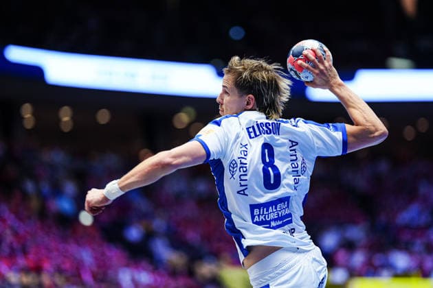 Wurf Tor Bjarki Mar Elisson (Island, 08) DEN, Island vs. Kroatien, Handball, EHF Europameisterschaft 2026, Spiel um Platz 3, 01.02.2026 DEN, Island vs. Kroatien, Handball, EHF Europameisterschaft 2026, Spiel um Platz 3, 01.02.2026 Herning Copyright: xEibner-Pressefoto MarcelxvonxFehrnx EP_MFN
