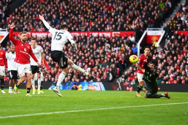 Jorge Cuenca of Fulham has his goal disallowed for offside Manchester United, ManU v Fulham, Premier League, Football, Old Trafford, Manchester, UK - 01 Feb 2026Manchester Old Trafford United Kingdom EDITORIAL USE ONLY No use with unauthorised audio, video, data, fixture lists, club league logos or live services. Online in-match use limited to 120 images, no video emulation. No use in betting, games or single club league player publications.  Copyright: xPaulxCurrie Shutterstockx 16496861fn