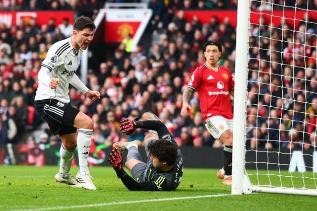 Jorge Cuenca of Fulham has his goal disallowed for offside Manchester United, ManU v Fulham, Premier League, Football, Old Trafford, Manchester, UK - 01 Feb 2026Manchester Old Trafford United Kingdom EDITORIAL USE ONLY No use with unauthorised audio, video, data, fixture lists, club league logos or live services. Online in-match use limited to 120 images, no video emulation. No use in betting, games or single club league player publications.  Copyright: xPaulxCurrie Shutterstockx 16496861fp