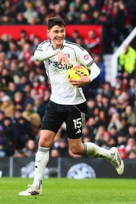 Jorge Cuenca of Fulham has his goal disallowed for offside Manchester United, ManU v Fulham, Premier League, Football, Old Trafford, Manchester, UK - 01 Feb 2026Manchester Old Trafford United Kingdom EDITORIAL USE ONLY No use with unauthorised audio, video, data, fixture lists, club league logos or live services. Online in-match use limited to 120 images, no video emulation. No use in betting, games or single club league player publications.  Copyright: xPaulxCurrie Shutterstockx 16496861fr