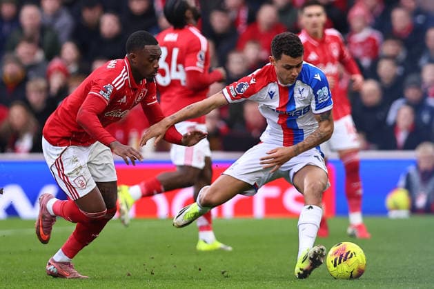 Nottingham Forest v Crystal Palace, Premier League Chris Wood of Nottingham Forest and Ismaila Sarr of Crystal Palace battle for possession during the Nottingham Forest v Crystal Palace Premier League match at the City Ground, West Bridgford, England on 1 February 2026 Credit: Ryan Crockett Every Second Media Editorial use only. All images are copyright Every Second Media Limited. No images may be reproduced without prior permission. All rights reserved. Premier League and Football League images are subject to licensing agreements with Football DataCo Limited. see https: www.football-dataco.com Copyright: xIMAGO EveryxSecondxMediax ESM-1783-0065 RyanxCrockettx xEveryxSecondxMediax