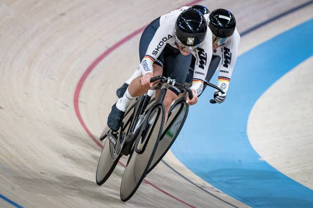 SCHNEIDER Clara, FRIEDRICH Lea Sophie, GRABOSCH Pauline Sophie: UEC Track cycling, Rad, Radsport, Bahnrad, Bahn European Championships Konya 2026 SCHNEIDER Clara - FRIEDRICH Lea Sophie - GRABOSCH Pauline Sophie ( GER ) Germany Querformat - quer - horizontal - Landscape - Event Veranstaltung: UEC Track Cycling European Championships 2026 - Category Kategorie: Cycling - Track Cycling European Championships - Location Ort: Asia - Turkey - Konya - Discipline: Team Sprint - Category: Elite Women - Distance: ... m - Date Datum: 01.02.2026 Sunday Day 1 -